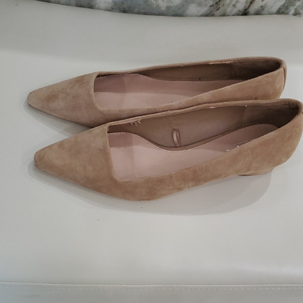 Zara Tan Flats Sleek Minimalist Design Sz 8 - Picture 1 of 14